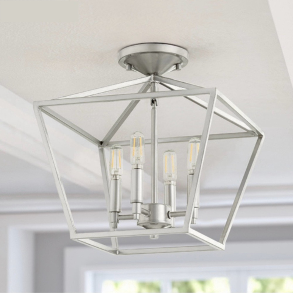 QUORUM Gabriel 4-Light Semi Flush Mount, Classic Nickel